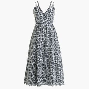 NWT J Crew Double Strap Midi Dress in Eyelet Navy